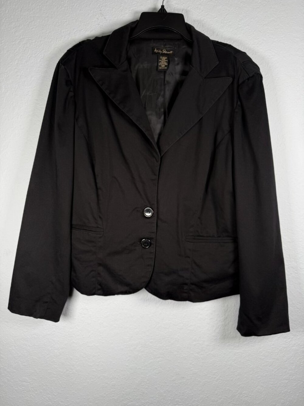 Ashley Stewart Tailored Blazer Womens 16W Black Lined Stretch Office Workwear